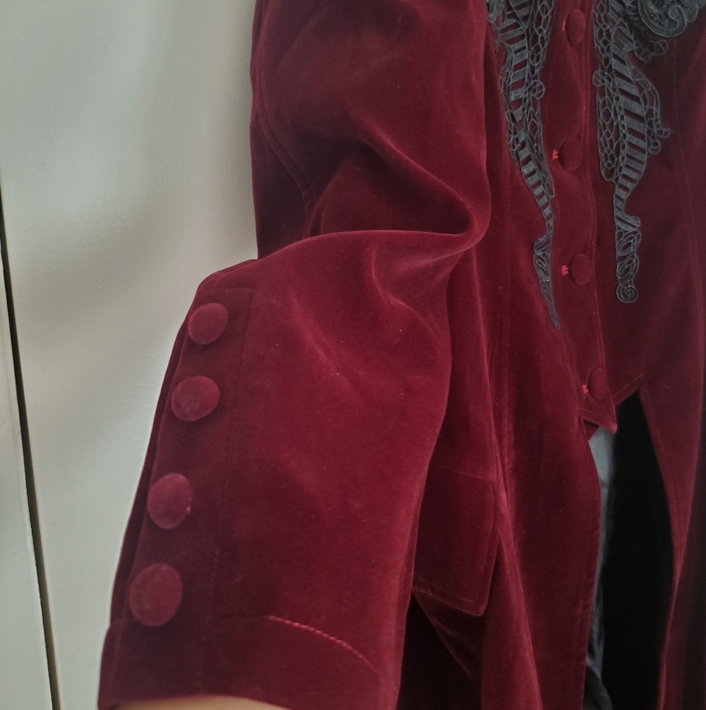 *NWT* PunkRave Elegant Burgundy Velvet Victorian Coat - Picture 7 of 16